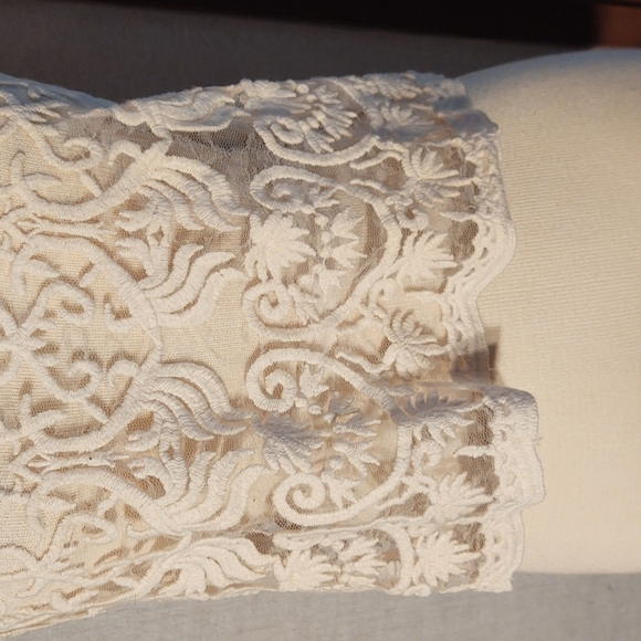 Maitai Floral Embroidery Sheer Crop Top Sz S - Picture 3 of 10
